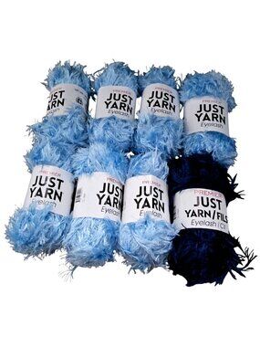 Premier Just Yarn Eyelash Yarn Arctic Navy & Ice Blue Bundle 107 Yds Each 100% P